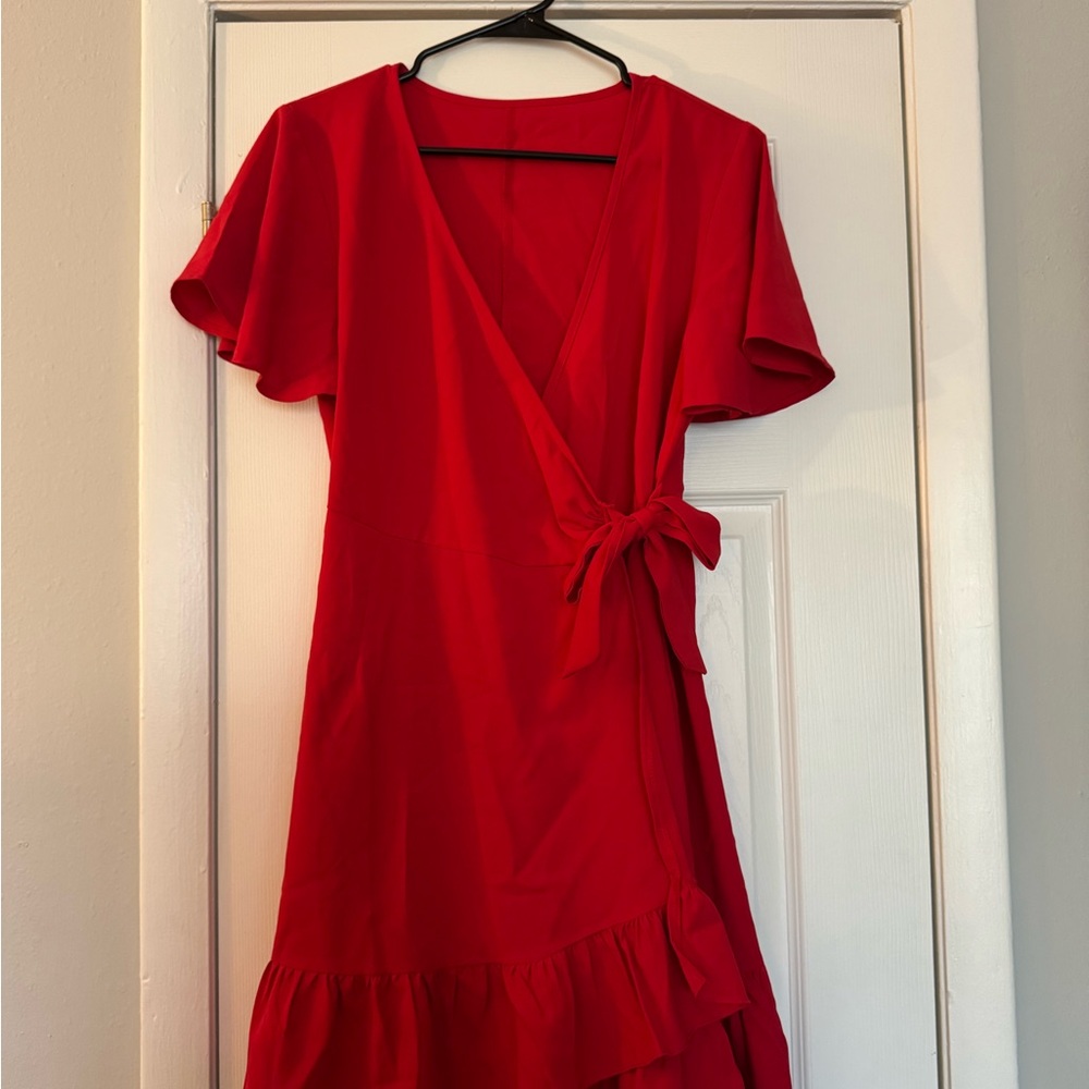 Elegant Red Wrap Dress